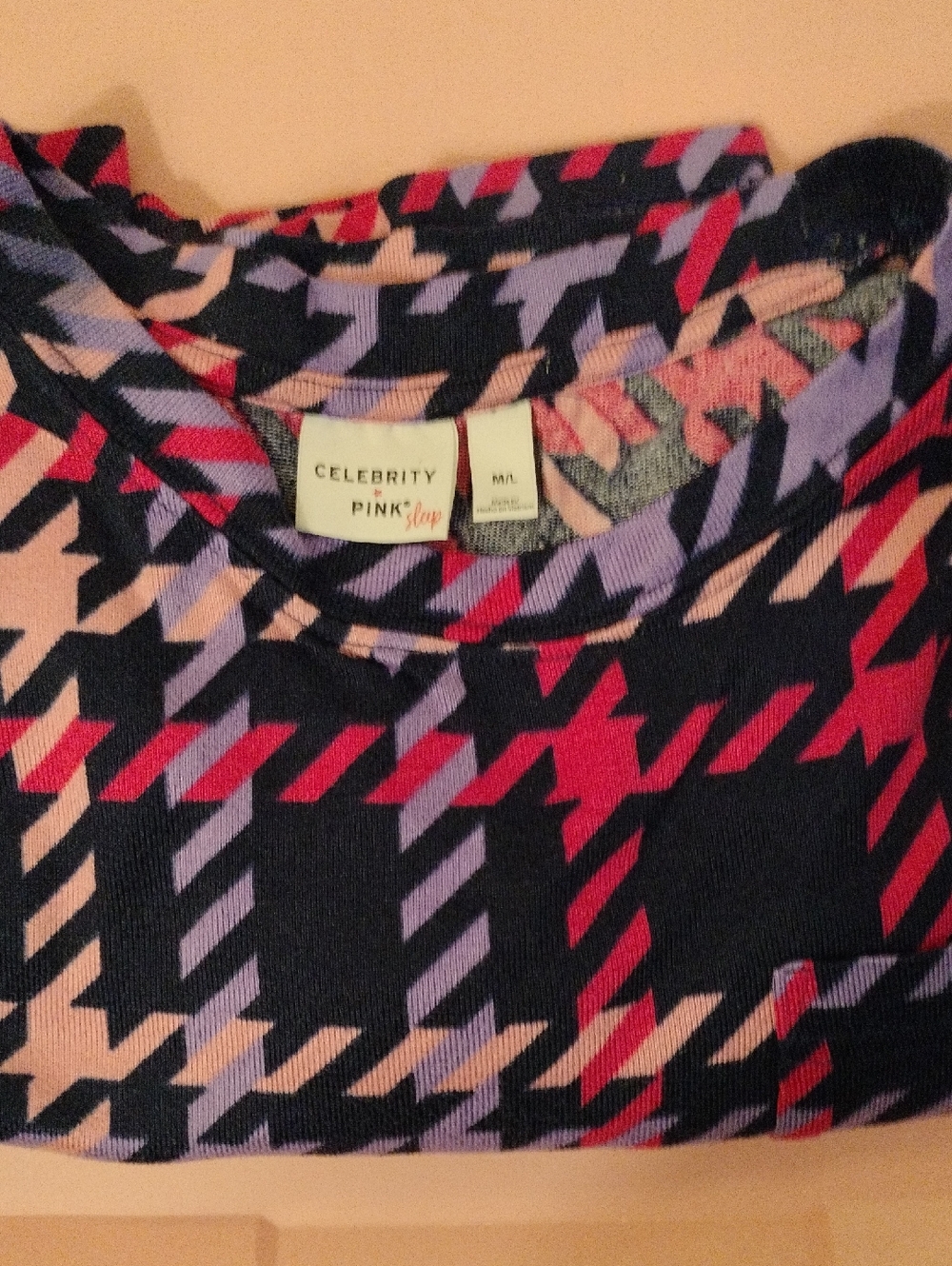 Celebrity Pink Navy, Red and Lavender Geometric Knit Top